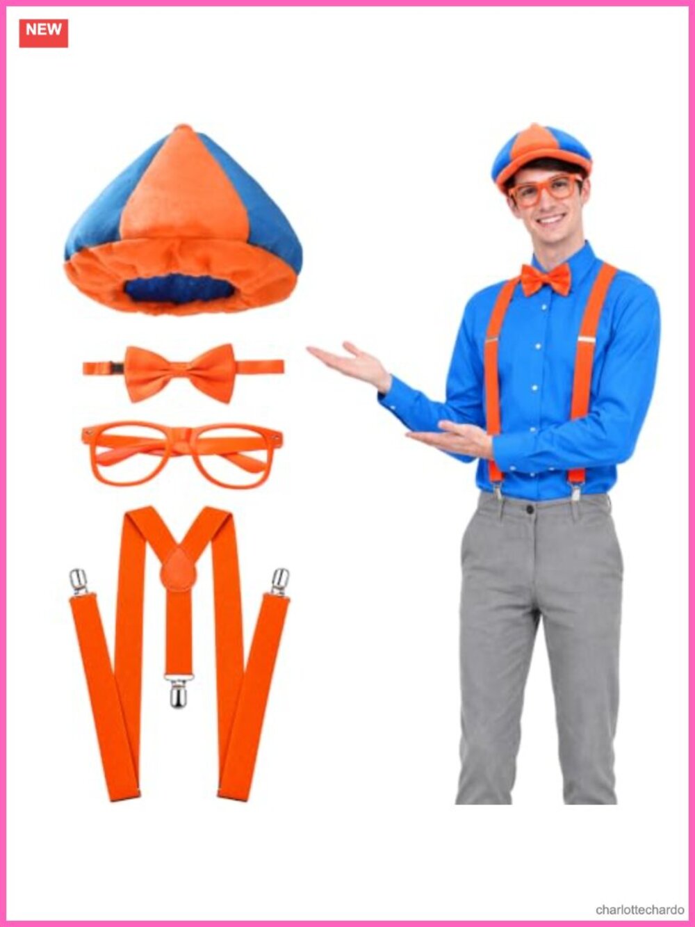 4PCS Halloween Costume Set Adjustable Suspenders Bow Tie Glasses Party Cosplay